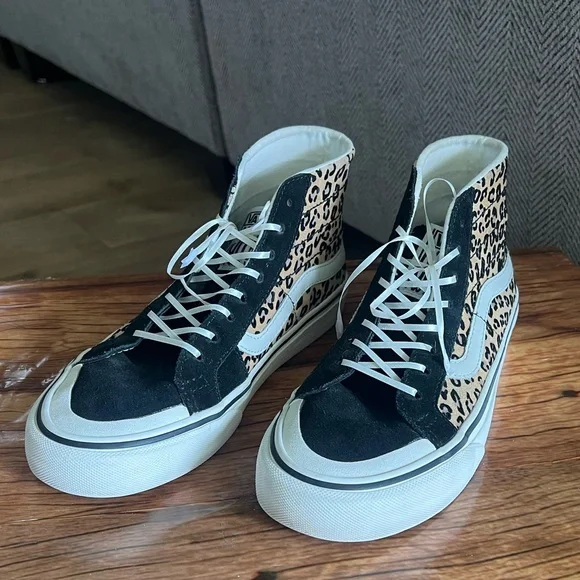 Vans Leopard and Black High-Top Sneakers - Picture 3 of 6